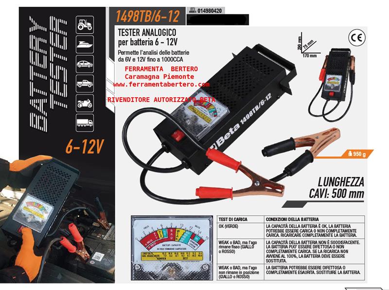 TESTER BATTERIE AUTO MOTO BETA 1498TB 6 E 12V
